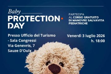 Locandina evento con un orsetto di peluche al centro